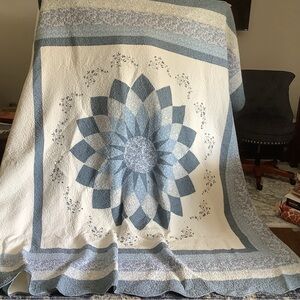 Blue and White Floral Quilt